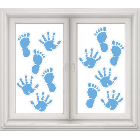 wand/fenster - BABA027 450x450 - Wand/Fenster Deko &#8211; Finger-und Fußabdrücke blau