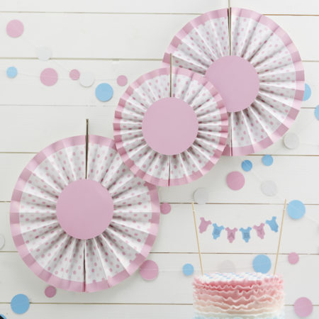 wanddeko - LM 310 Pink Spotty Hanging Decorations 450x450 - Wanddeko Fächer &#8211; Rosa gepunktet